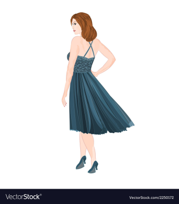 Girl figure in blue dress vector image Girl figure in blue dress vector image