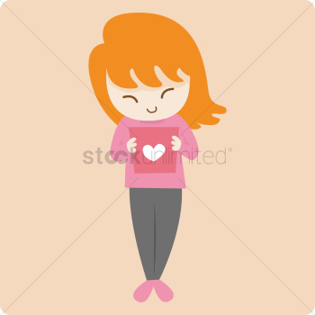 Girl holding a love card Girl holding a love card