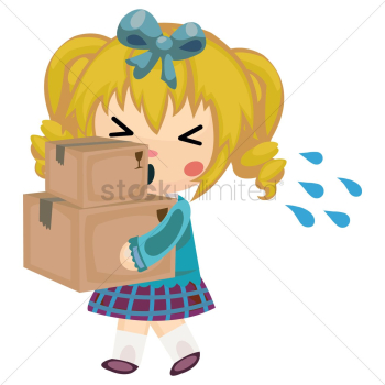 Girl lifting boxes Girl lifting boxes