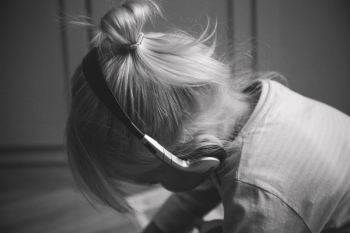 Girl listening to the music Girl listening to the music