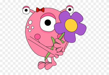 Girl Monster Holding A Flower - Monster Clipart Girl Monster Holding A Flower - Monster Clipart