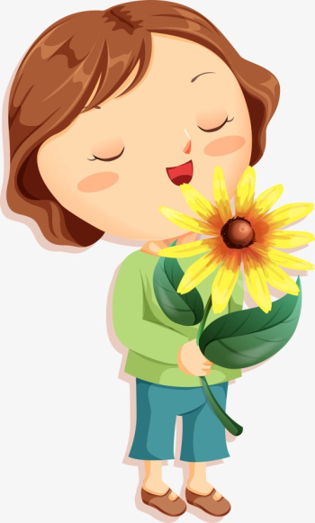 Girl Smelling Flowers, Girl Vector, Vector Character, Cartoon ...