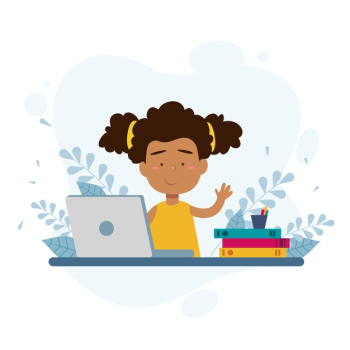Girl taking online lessons Free Vector Girl taking online lessons Free Vector