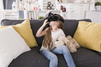 Girl using vr glasses Girl using vr glasses