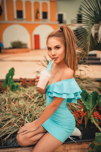 Girl Wearing Blue Mini Dress Girl Wearing Blue Mini Dress