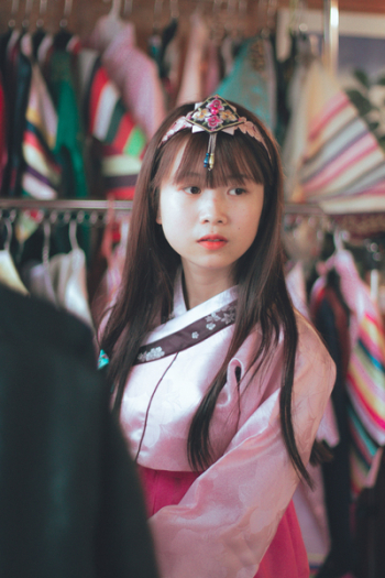 Girl Wearing Hanbok Dress Girl Wearing Hanbok Dress