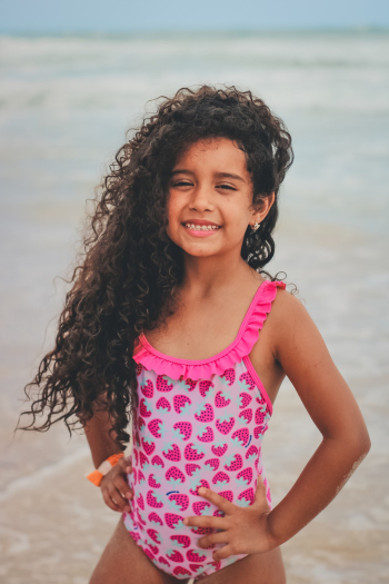 Girl Wearing Pink Bathing Suit