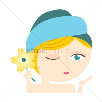 Girl winking and holding a flower Girl winking and holding a flower