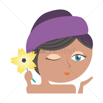 Girl winking and holding a flower Girl winking and holding a flower