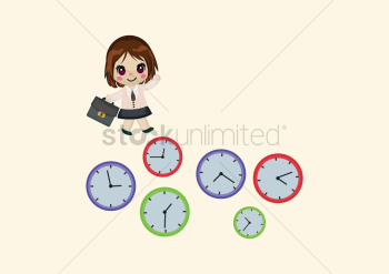 Girl with a lot of clocks Girl with a lot of clocks