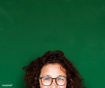 Girl with curly hair and glasses | Free stock psd mockup - 6343