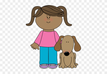 Girl With Pet Dog - Clipart Girl Girl With Pet Dog - Clipart Girl
