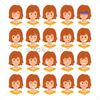 Girl with various facial expressions