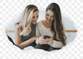 Girls png scrolling on phone | Free PNG - rawpixel