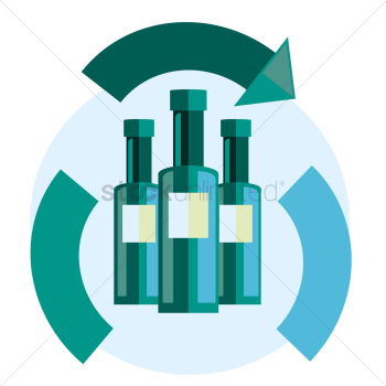 Glass bottles and recycle symbol Glass bottles and recycle symbol