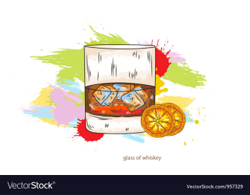Glass of whiskey vector image Glass of whiskey vector image