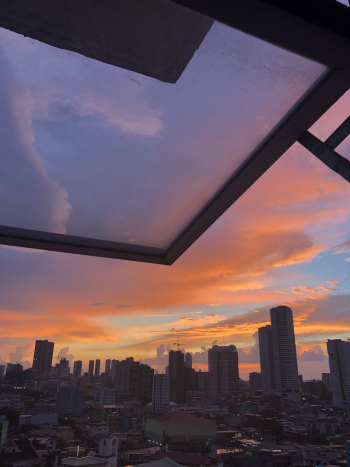 Glass Window Frame Skyline Building View Glass Window Frame Skyline Building View