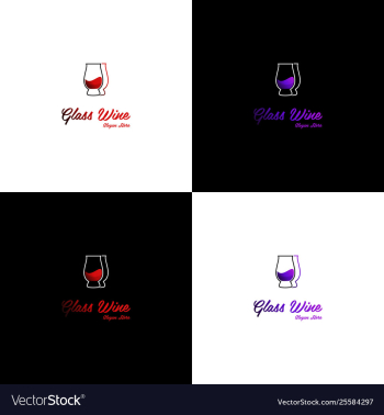 Glass wine drink nightclub creative logo design vector image Glass wine drink nightclub creative logo design vector image