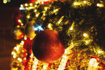 Glitter Christmas bauble outdoors Glitter Christmas bauble outdoors
