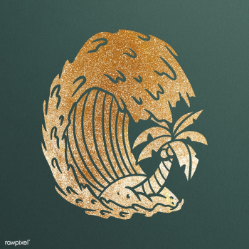 Glittery ocean waves with coconut tree sticker | Free illustration - 2358536 Glittery ocean waves with coconut tree sticker | Free illustration - 2358536