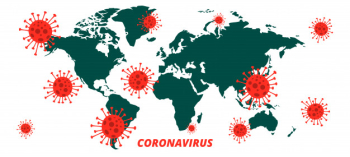 Global covid-19 coronavirus pandemic infection outbreak background Free Vector