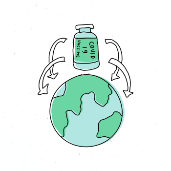 Global covid 19 vaccination vector doodle illustration Global covid 19 vaccination vector doodle illustration
