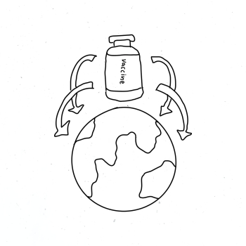 Global vaccine distribution vector doodle illustration Global vaccine distribution vector doodle illustration