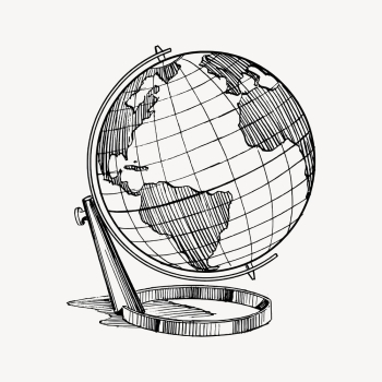 Globe drawing, vintage illustration vector. | Free Vector - rawpixel