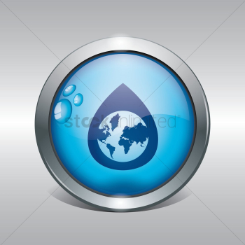 Globe in water drop icon Globe in water drop icon