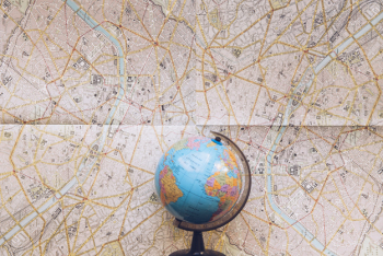 Globe placed on map Globe placed on map