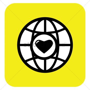 Globe with heart sign Globe with heart sign