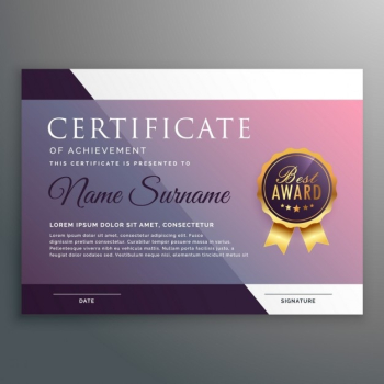 Glossy certificate Glossy certificate