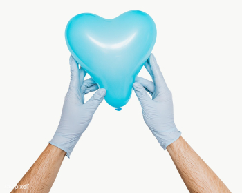 Gloved hands holding a blue heart shaped balloon design element | Free  transparent png - 2350865