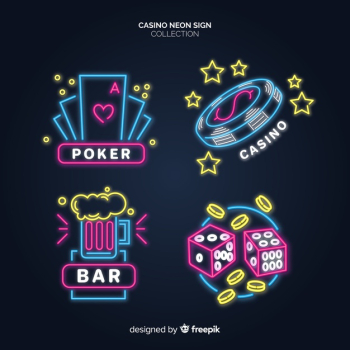 Glowing casino neon sign collection Free Vector Glowing casino neon sign collection Free Vector
