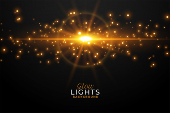 Glowing golden light flare with sparkles background Free Vector