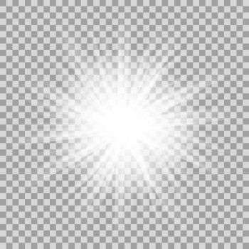 Glowing light sparkle on transparent background. Vector.