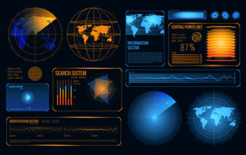 Glowing search radar set of retrieval system control Free Vector