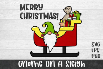 Gnome on a Sleigh | Christmas SVG PNG EPS Gnome on a Sleigh | Christmas SVG PNG EPS
