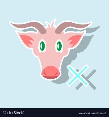 Goat head livestock animal grazing sticker vector image Goat head livestock animal grazing sticker vector image