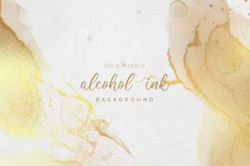 Gold and white alcohol ink background Free Vector