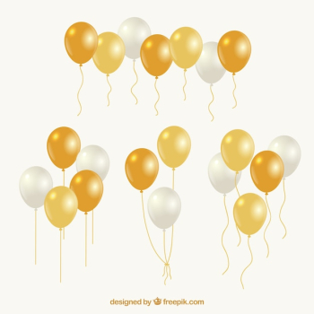 Gold and white balloons bunch collection Gold and white balloons bunch collection