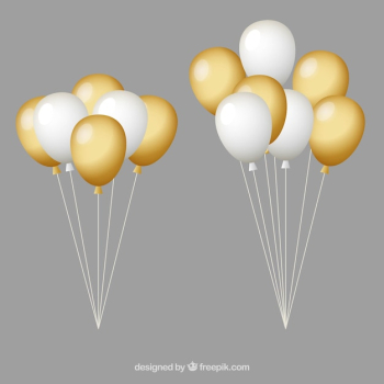 Gold and white balloons bunch collection Gold and white balloons bunch collection