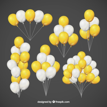 Gold and white balloons bunch collection Gold and white balloons bunch collection