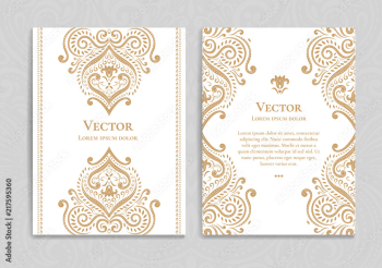 Gold and white vintage greeting card. Luxury vector ornament template. Great for invitation, flyer, menu, brochure, postcard, background, wallpaper, decoration, packaging or any desired idea