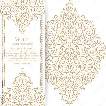 Gold and white vintage greeting card. Luxury vector ornament template. Great for invitation, flyer, menu, brochure, postcard, background, wallpaper, decoration, packaging or any desired idea