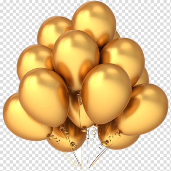 Gold balloons illustration, Balloon Gold illustration , Gold balloon transparent background PNG clipart