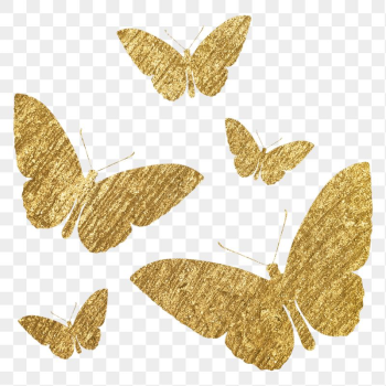 Gold butterflies png sticker, metallic | Free PNG - rawpixel