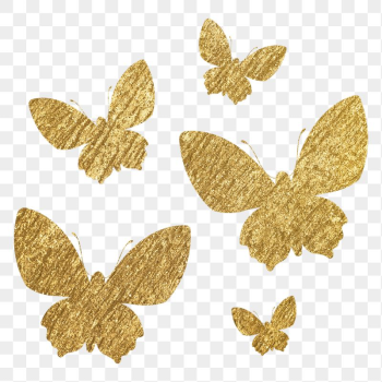 Gold butterflies png sticker, metallic | Free PNG - rawpixel