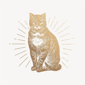 Gold cat clipart, vintage pet | Free Vector Illustration - rawpixel