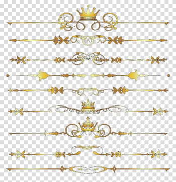 Gold-colored scrolled , Golden dividing line transparent background PNG clipart